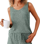 Rib Knitted Homewear Pajamas Suit