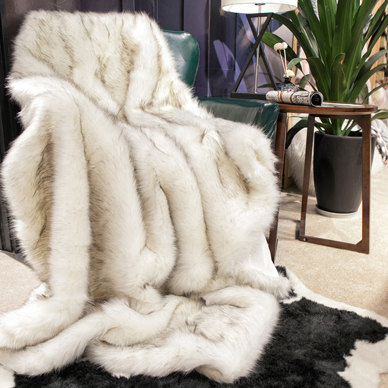 European Style Faux Fox Fur Blanket for Home Decor