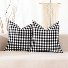 CARRIE HOME Black and White Buffalo Plaid Outdoor Pillow Covers 18x18 Set of 2 18 x 18 Modern Farmhouse Decor Couch Pillows Black White Winter Christmas Holiday Plaid Pillows (No Pillow Inserts)