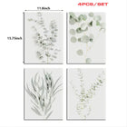 Nordic Style Leaves Painting Set of 4 for Home Decor