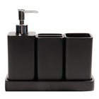 YMXYJM Bathroom Accessories Set 4 Pcs Bathroom Accessory Set Soap Dispenser Toothbrush Holder Qtip Holder Set Bathroom Sets Complete Bathroom Sink Set for Modern Home Decor Black