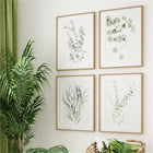Nordic Style Leaves Painting Set of 4 for Home Decor