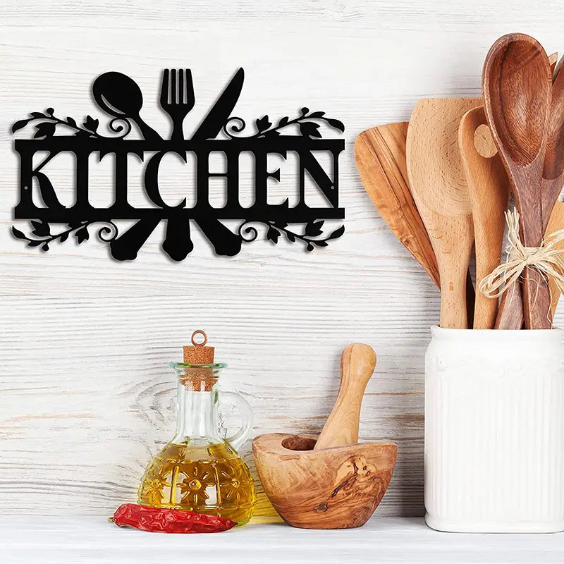 Rustic Metal Kitchen Wall Sign for Home Decor (1 Piece)