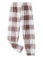 Verdusa Womens Buffalo Plaid Pajama Pants Cute Fuzzy Checkered Pj Pants Comfy Flannel Lounge Pants Apricot X-Large