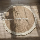 Round Cotton Mat with Braided Tassels for Home Decor