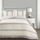 Lush Decor Farmhouse Stripe Reversible Cotton Comforter Set 3 Piece Set Full/ Queen Blue - Cozy Farmhouse Bedding Set - Rustic Decor - Striped Comforter - Modern Farmhouse Bedroom Decor