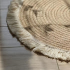 Round Cotton Mat with Braided Tassels for Home Decor