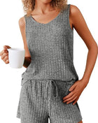 Rib Knitted Homewear Pajamas Suit