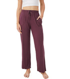 DAVID ARCHY Women Pajama Pants Bamboo Rayon Comfy Pj Bottom Drawstring Sleepwear Wide Leg Lounge Pants with Pockets(XL Deep Purple)