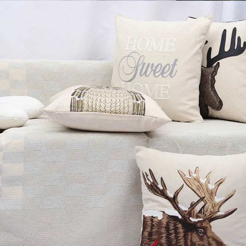 Embroidered Pillowcase (17.72 x 17.72 in) for Home Decor