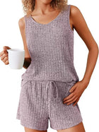 Rib Knitted Homewear Pajamas Suit