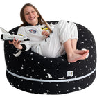 Stuffed Animal Storage Bean Bag Chair Cover for Kids & Adults | Washable XL Stuffie Seat | 100% Cotton | Pouf Organizer for Plush Toys Linens Quilts & Pillows | Starry Night