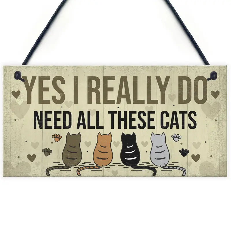 Funny Cats Wooden Plaque with Sayings for Home Decor