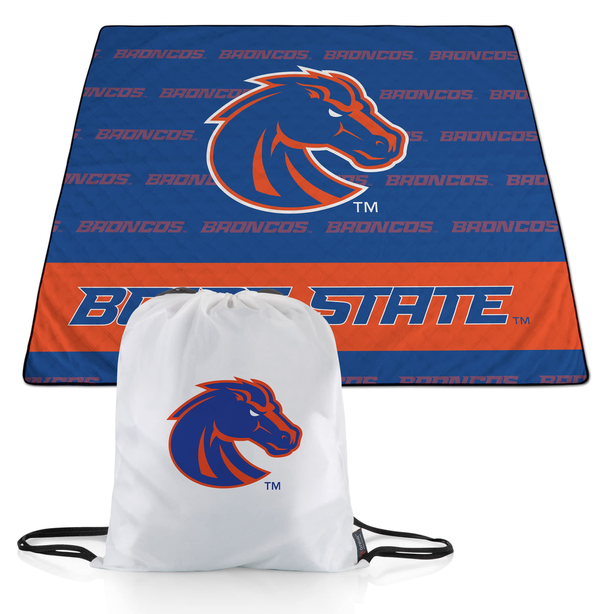 PICNIC TIME NCAA Boise State Broncos Impressa Picnic Blanket Lightweight Beach Blanket Machine Washable Outdoor Blanket (Blue and Orange)