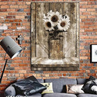 Rustic Floral Sunflower Canvas Wall Art for Home Decor