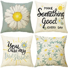 4pcs Daisy Floral Printed Pillow Covers for Home Decor