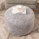 Round Pouf Ottoman Stuffed Plush Fiber Pouf Ottoman FootrestFoot Stool Bean Bag Ottoman Floor Pouf for Bedroom Living Room Accent Seat 20x12inches with Modern Foam Filler (Gray)