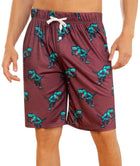 Pajama Shorts for Men Mens Pajama Bottoms Man Comfy Sleeping Pjs Pants Adults Soft Lounge Sleepwear for Boy Unique Funny Present Jambys Sleep Party Wear Dinosaur Medium Wine Red