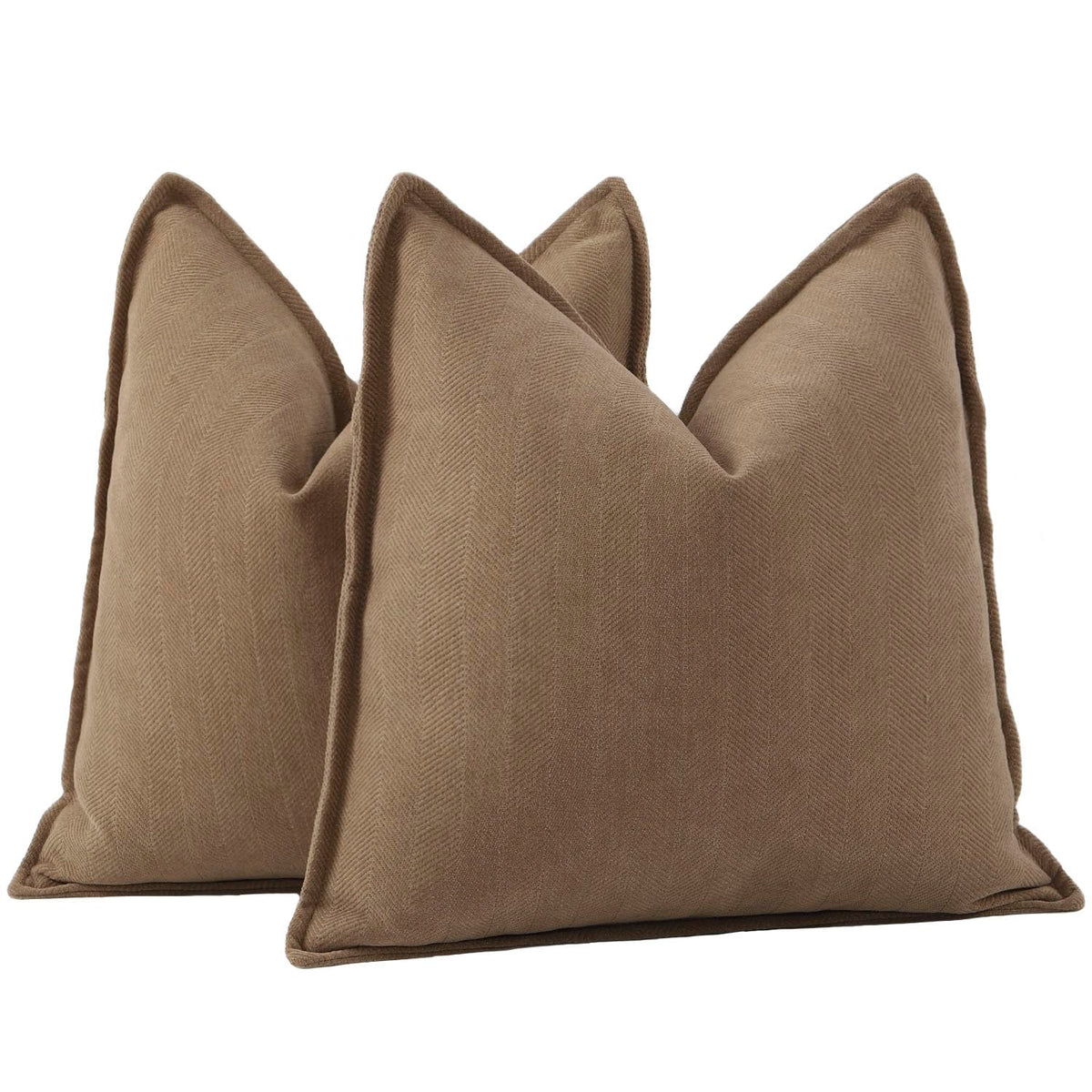 MADIZZ Textured Chenille Throw Pillow Covers Set of 2 Super Soft Decorative Pillow Covers Boho Cushion Covers Modern Pillowcases Farmhouse Home Decor for Sofa Bedroom 26x26 inch Brown