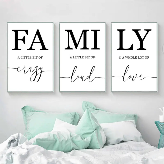 3pcs Family Quote Wall Art Canvas Prints for Home Decor