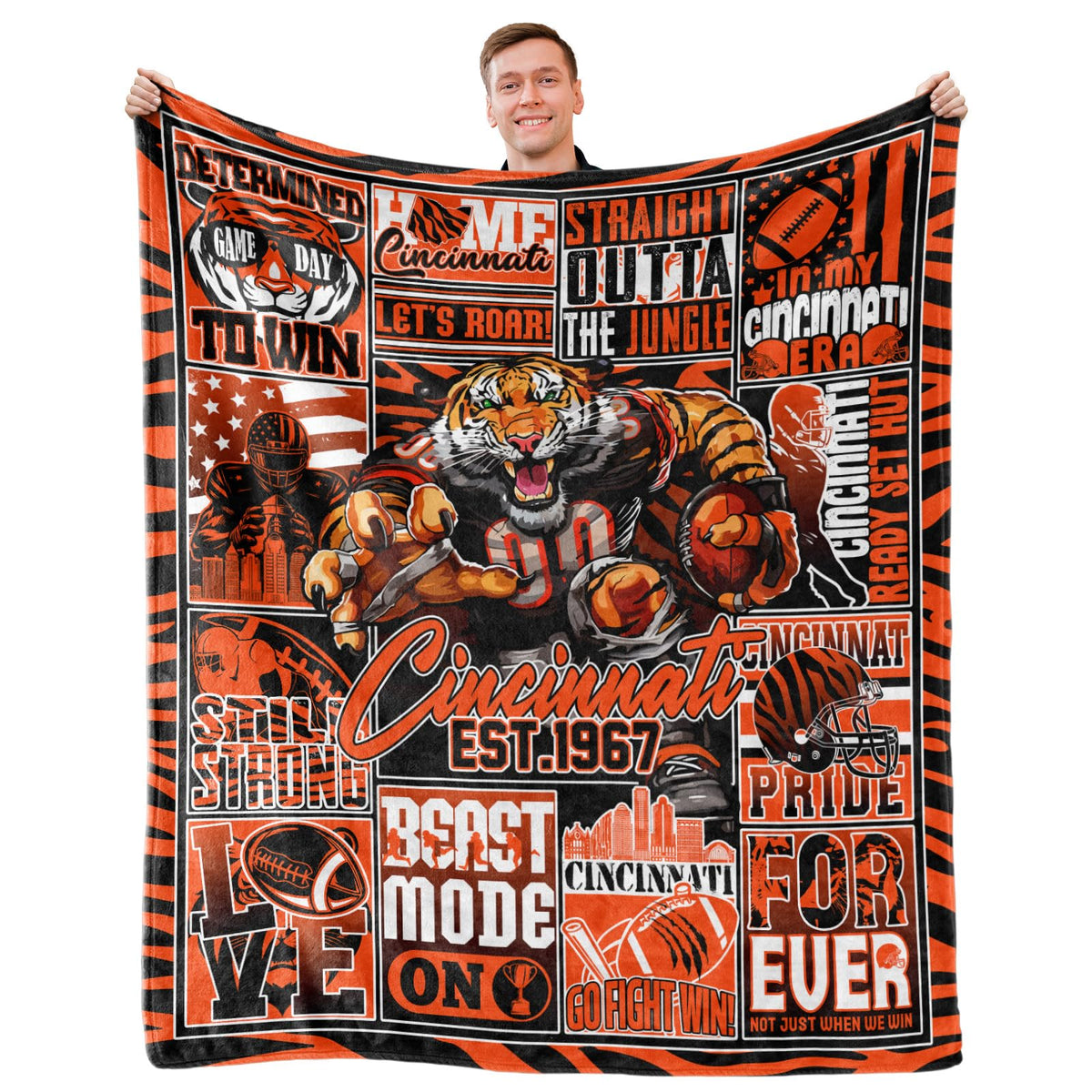 LKETAZC Team Color Throw Blanket Football Fan Lovers Gifts Football Gifts for Men Women Super Cozy Blanket Blanket 62"x52"