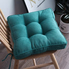 vctops Square Chair Pad Seat Cushion with Ties Solid Color Soft Chair Pads Comfy Velvet Cushion Pillow for Kitchen Dining Office Chair Kids Reading (Blue Green16"x16")